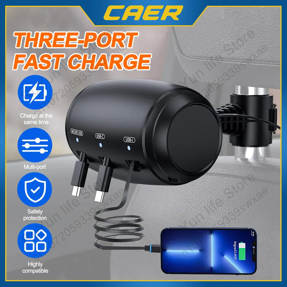 MotorWay™ | Retractable Car Backseat Fast Charging Adapter