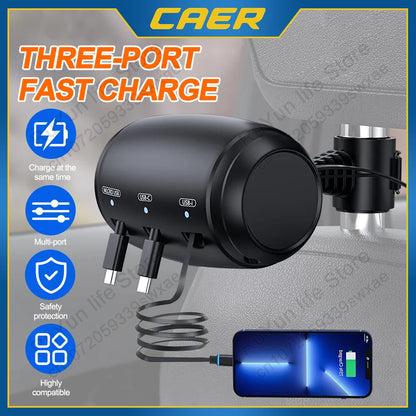 MotorWay™ | Retractable Car Backseat Fast Charging Adapter